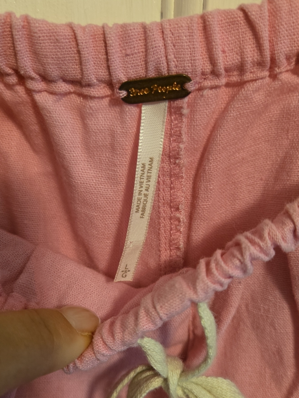 Free People Pink Drawstring Linen-Blend Shorts - Picture 2 of 4